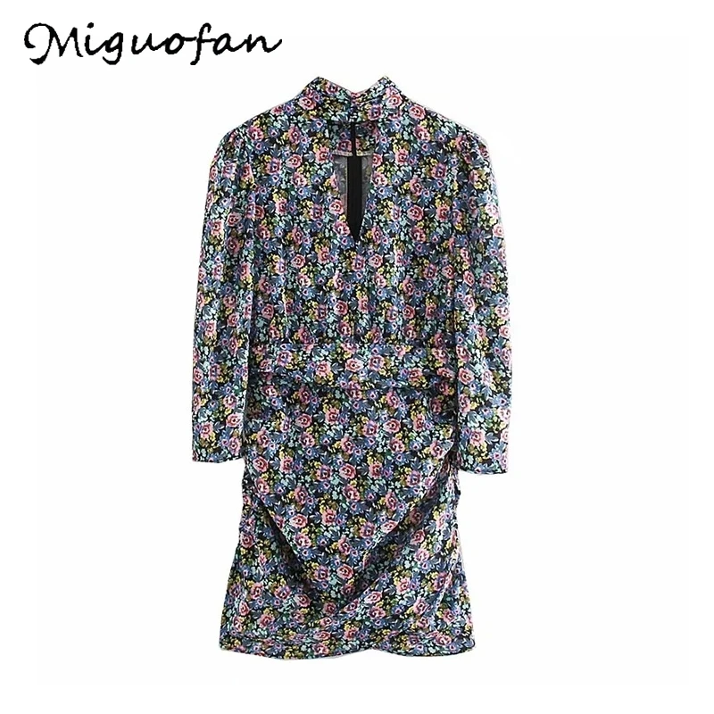 Miguofan Women dress floral printing V neck straight dresses women sexy party club hollow out summer vestidos za | Женская одежда