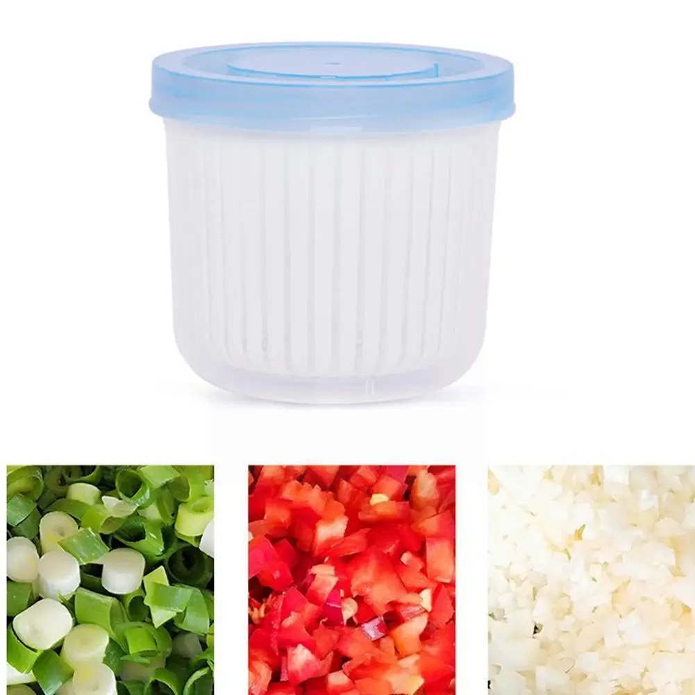 

Food Drain Sealed Box Garlic Onion Refrigerator Food Ginger Kitchen Fresh Accessories Round Storage Storage Box Organizer O7M3