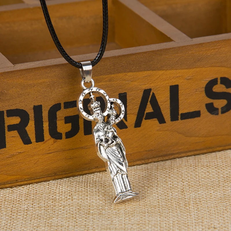 

New Fashion silver Color Pendant alloy cross religious Necklace Choker Charm Black Leather Cord Factory Price Handmade Jewelry