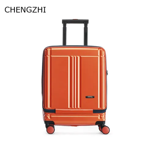 CHENGZHI, 20 дюймов, деловой чемодан, сумка на колесиках, роскошная, высокое качество, сумка на колесиках для ноутбука, чемодан на колесиках - Цвет: Orange
