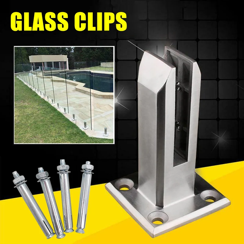 

Heavy Duty Stainless Steel Glass Pool Fence Clip Floor Glass Stand Fixed Fittings Clamp EJ