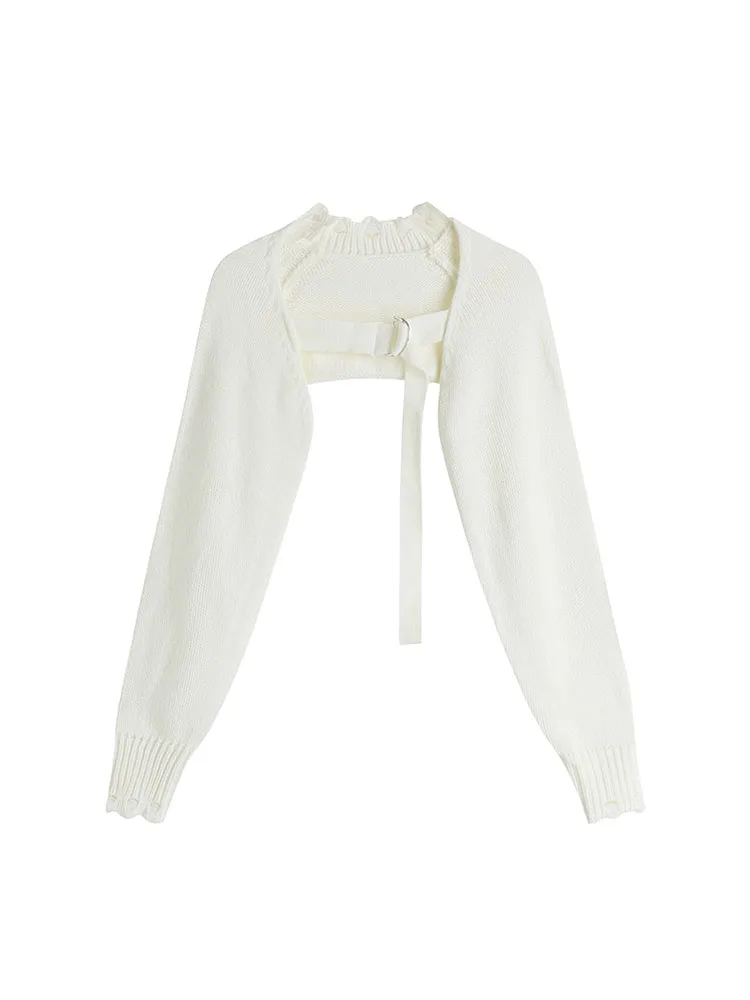 Женский укороченный свитер кардиган на шнуровке винтажный Повседневный