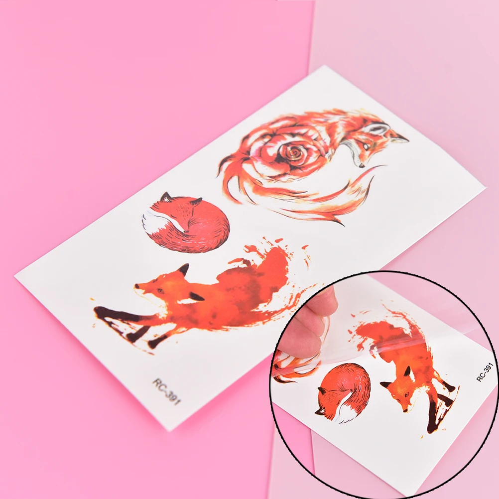 1 лист модная Временная тату наклейка в виде лисы для женщин и мужчин боди арт