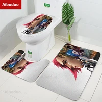 aiboduo drop shipping jinx vi lol carpet 3pcsset toilet lid cover set non slip bath mat art home decoration arcane restroom rug