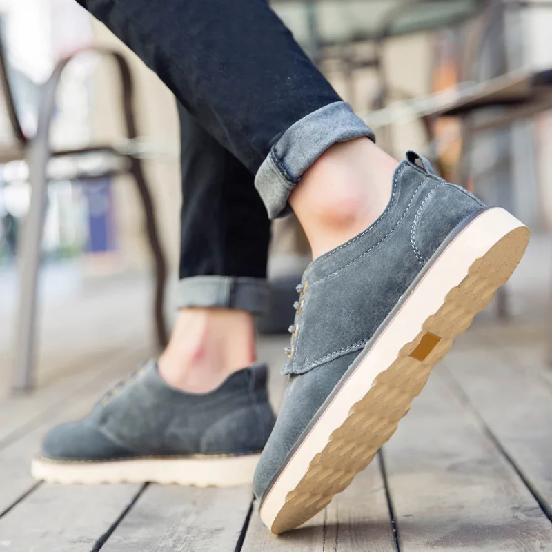 

Men Shoes Spring Autumn Style Shoes lace up Comfortable Light Casual High Quality Driving Shoes suede leather 2020 Fashion flats