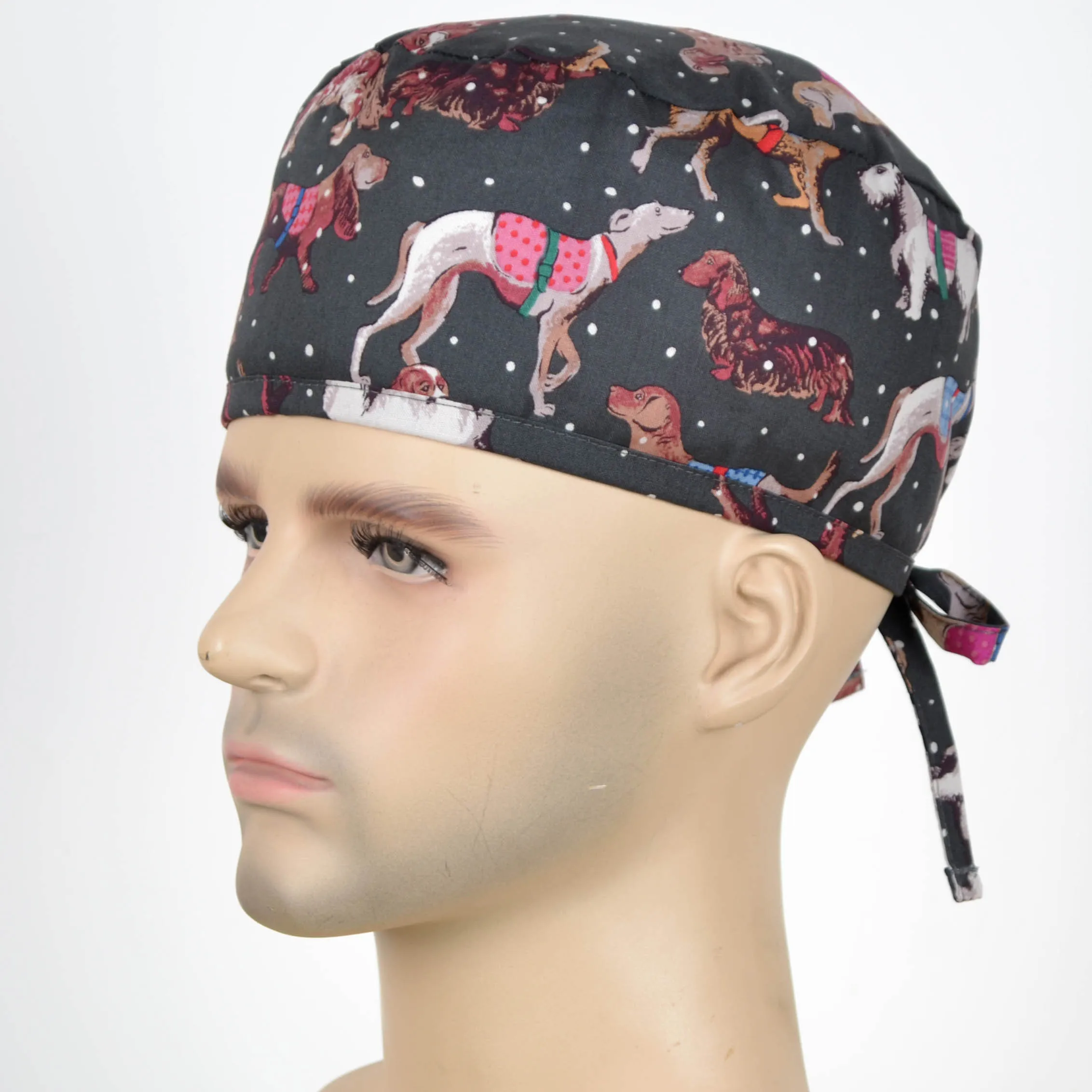 

Hennar Men print scrub cap in 100% with tie back band for most of the men head