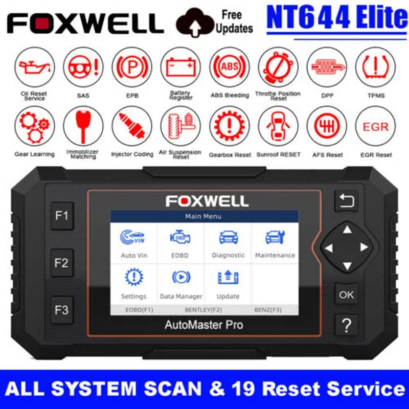 Foxwell NT644 Elite OBD2 автомобильный диагностический инструмент Профессиональный DPF AF