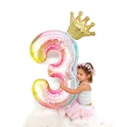 Воздушные шары в форме короны в форме цифр, 40 дюймов, 1 воздушный шар на день рождения, 3 года, шар из фольги для дня рождения, украшение для детей и девочек