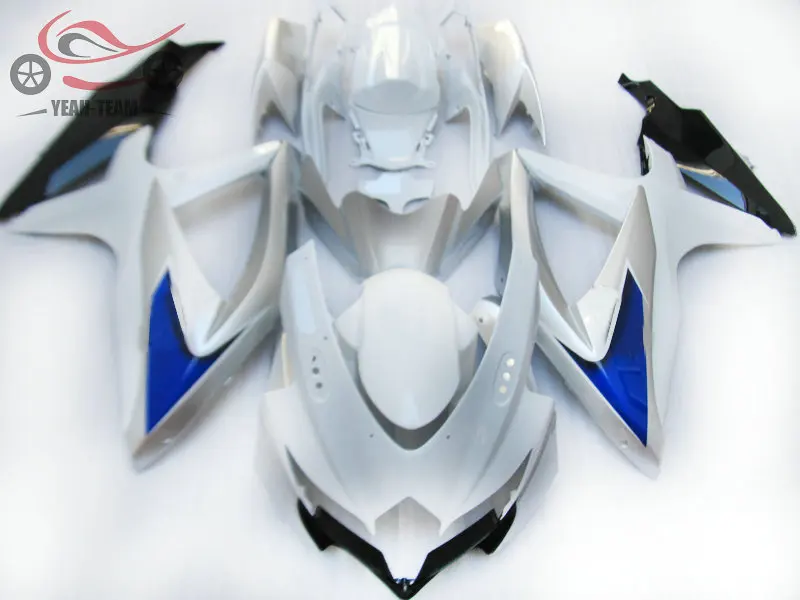 Набор инжекторных обтекателей для SUZUKI K8 GSXR750 600 2008 2009 2010 белый серебристый китайский Обтекатели для кузова GSXR600 GSX R750 08-10