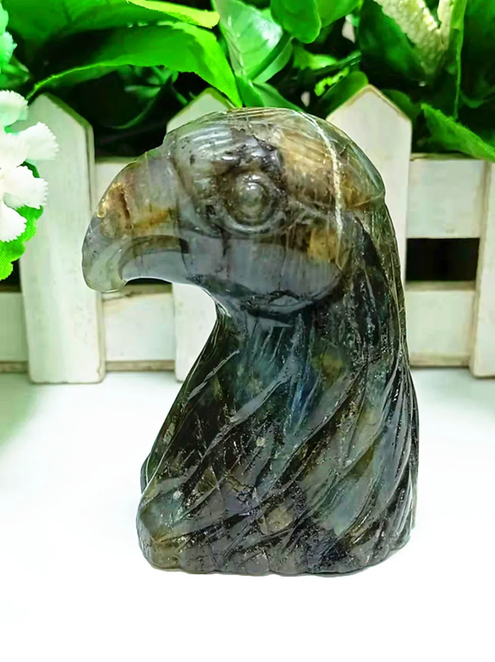 

Natural quartz crystal energy exquisite Labrador carved reiki Eagle head chakra ornament repair ornaments treatment