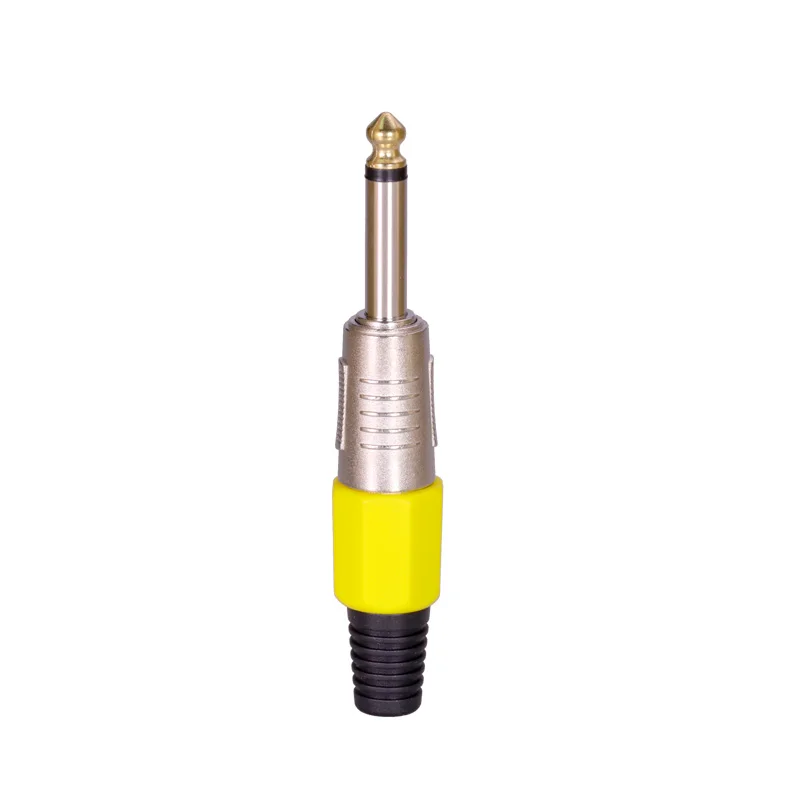 

100pcsJack 6.35 Wire connector Audio Speaker 6.35mm MONO Sophomore Core Amplifier Microphone Plug 7 colors options Nickel Plated