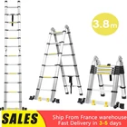 Новая устойчивая складная телескопическая алюминиевая лестница, многофункциональная промышленная телескопическая Прямая Лестница в елочку HWC