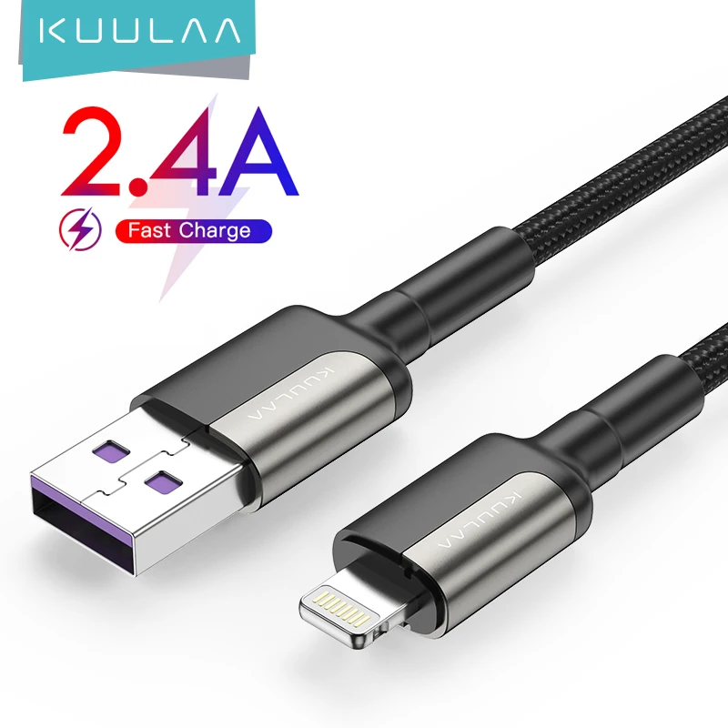 KUULAA USB кабель для iPhone 11 Pro Max Xs X 8 Plus Кабель 2.4A быстрой зарядки 7 6 SE зарядный передачи