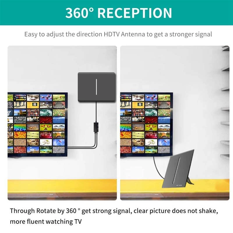 

DVB-T2 Indoor Digital TV Antenna Digital TV Signal Amplifier Support 4K HDTV(EU Plug)