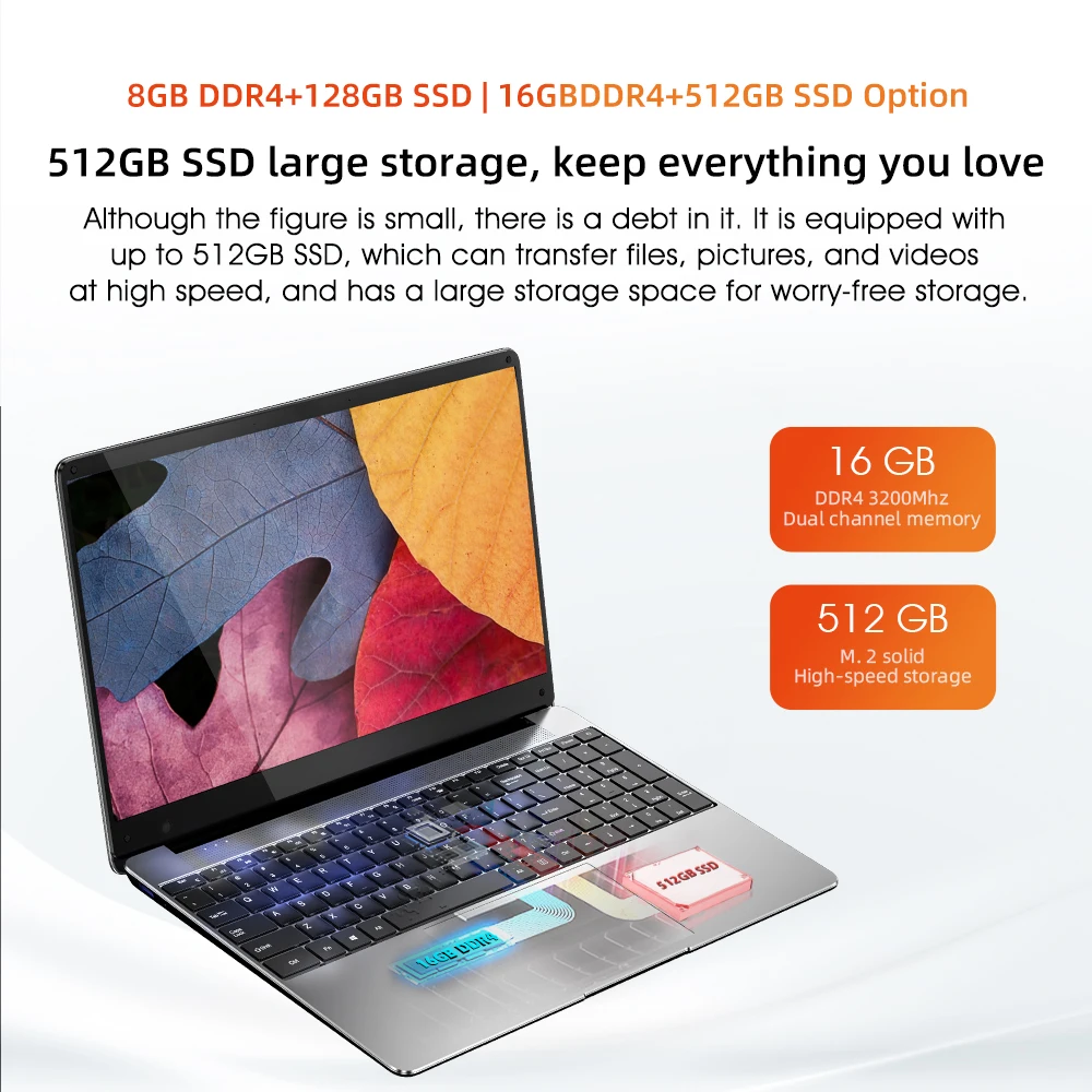 Dere Laptop R10 15.6-inch Intel N5095 Business Notebook 16GB RAM 512GB SSD Recognition Fingerprint Backlit keyboard Windows 10 | Компьютеры