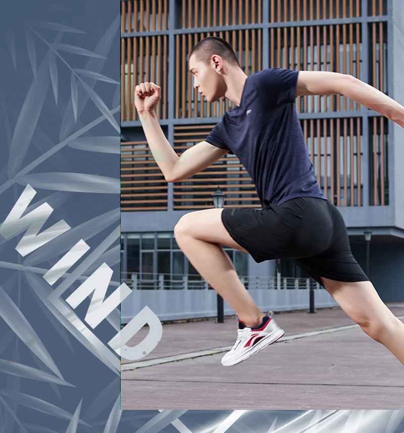 Li-Ning, мужские спортивные футболки для бега, 52.6% нейлон, 47.4% полиэстер, обычная посадка, комфортная подкладка, спортивные футболки ATSP261 MTS3101