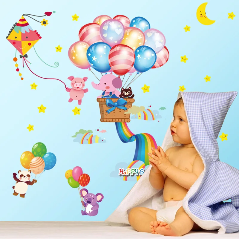 

Balloon Rainbow Kid's Room Wall Stickers Living Room Bedroom Background Decoration Wallpaper Refrigerator Door Decoration Decals