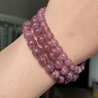 Бусины Из Натурального лепидолита для изготовления ювелирных изделий, круглые бусины с отверстием россыпью для 4, 6, 8, 10, 12 мм, аксессуары Подвески для ожерелья браслета