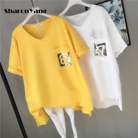 summer new ladies large size t shirt women loose casual short sleeved cotton coat tide woman tops