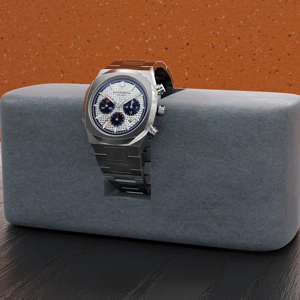 Mens Luxury Watch SAPPHERO Quartz Movement 100M Waterproof Stainless Steel Multifunction Chronograph Premium Sport Male Gift enlarge