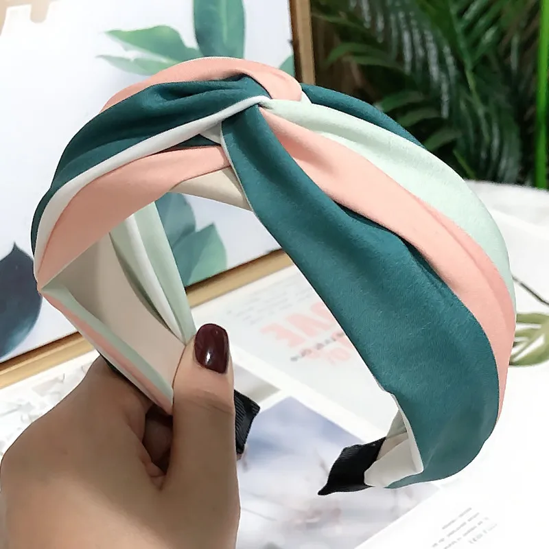 

2020 летний однотонный тканевый Топ Kink, радужная повязка на голову, женский широкий ободок, аксессуары для волос для девочек