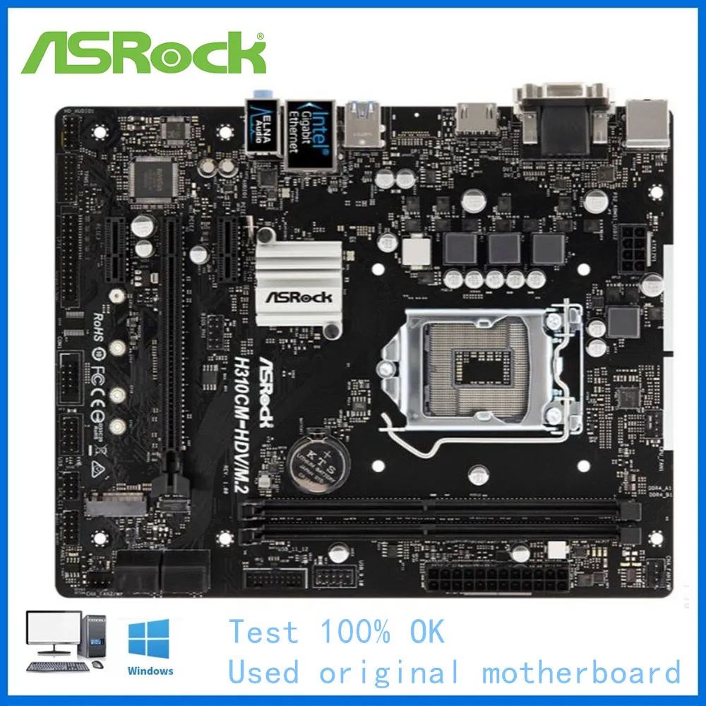 Материнская плата для компьютера ASRock H310M-HDV/M.2 материнская LGA 1151 DDR4 H310 настольного