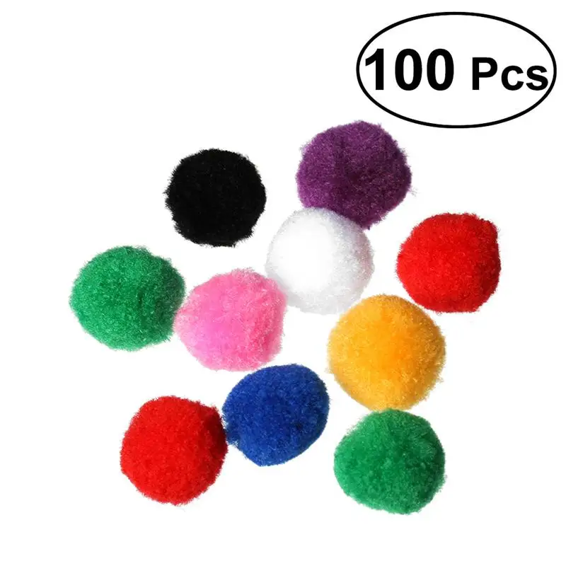 100pcs 100 шт 4 см Ассорти Pom Poms котенок игрушки пушистые шарики для DIY креативные ремесла украшения(смешанные цвета - Цвет: 100pcs