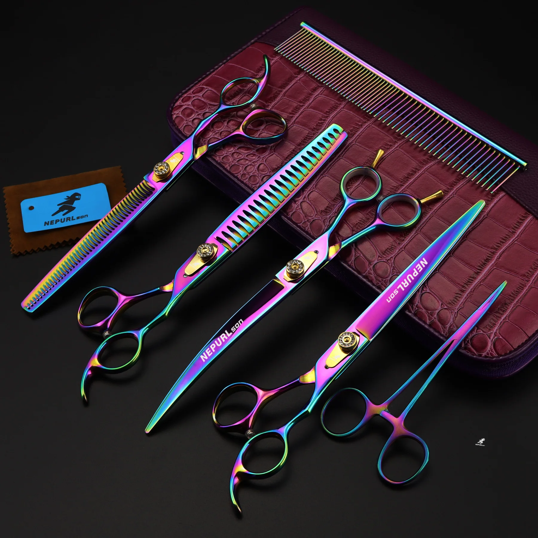 8inch High Quality Pet Grooming Scissors Sets 1STRAIHT &amp 2THINNING 1 CURVED scissors in set | Дом и сад