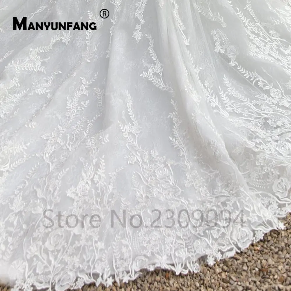 

MANYUNFANG wedding dress girl ball gown robe de mariage sirene transparent long sleeves ivory wedding dress 2020 design