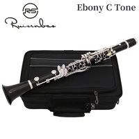 Professional Performance Level Clarinet C Tone 17 Keys Ebony Wood Silver Plated With Case Free Shipping