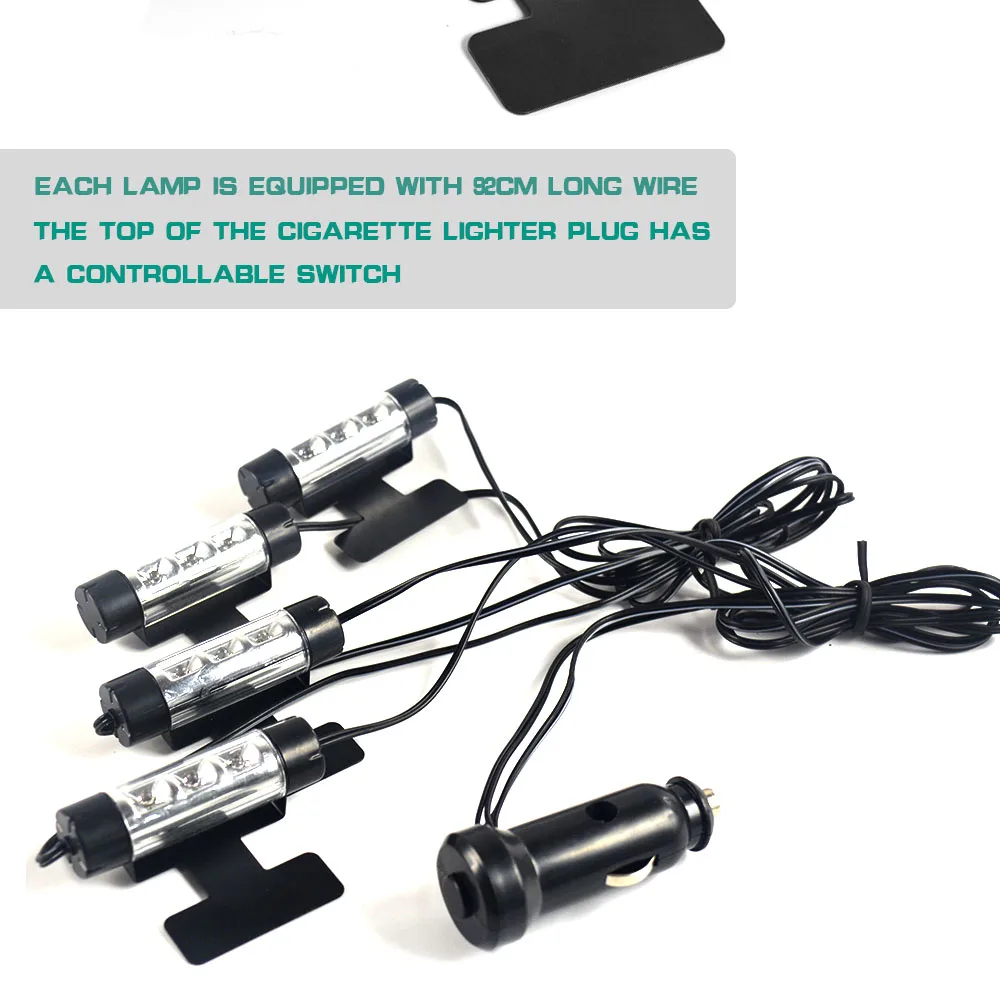 

Blue Decor Lamp 4x3 LED Car Interior Light 12V Auto Atmosphere Light 2021 New