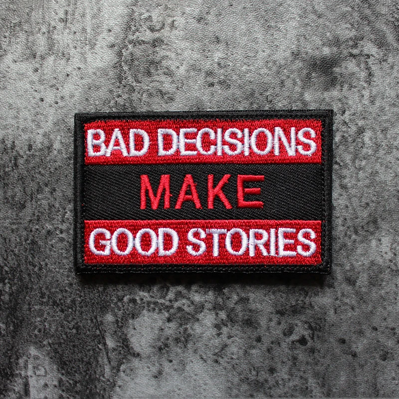 Нашивки с вышивкой хорошие истории плохое решение Английский алфавит