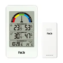 Digital Thermometer Hygrometer Weather Station Wall Clock Wireless Sensor Alarm Comfort Pointer Display Table Watch