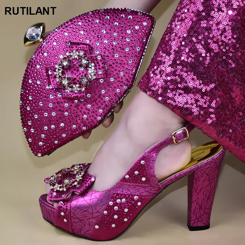 Новейший дизайн африканские женские туфли и сумочка итальянские вечерние