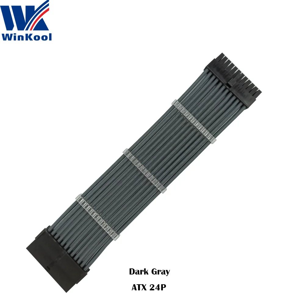 WinKool ATX MB 24PIN Female to Male 24P 18AWG рукавами PSU УДЛИНИТЕЛЬ шнур питания/кабель с черно белым