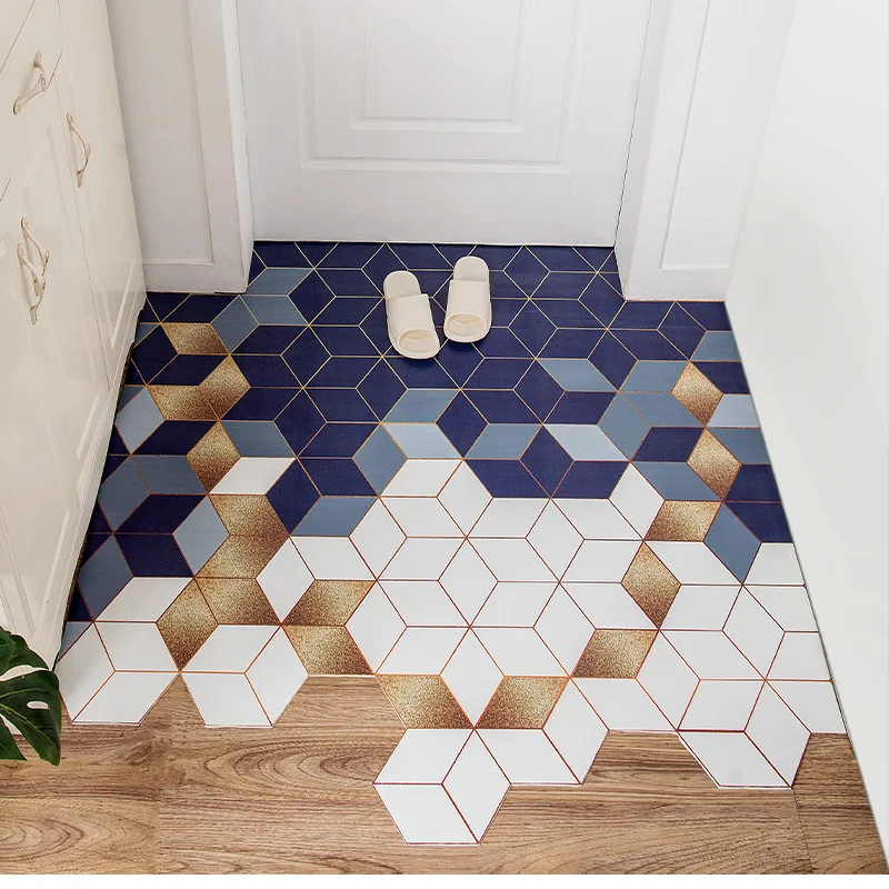 nordic geometry home door mat entrance hall carpet pu leather floor mat ins door mat living room floor mat bathroom non slip rug free global shipping