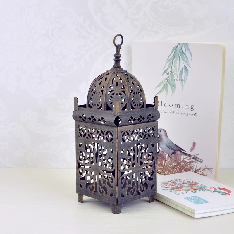 Европейский стиль марокканский Средиземноморский золотой железный подсвечник