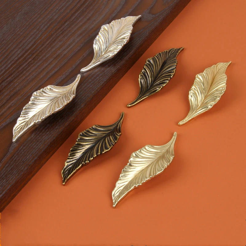 

Leaf Shape/Zinc Alloy European Antique Furniture Drawer Kitchen Cabinet Black Handle Hardware