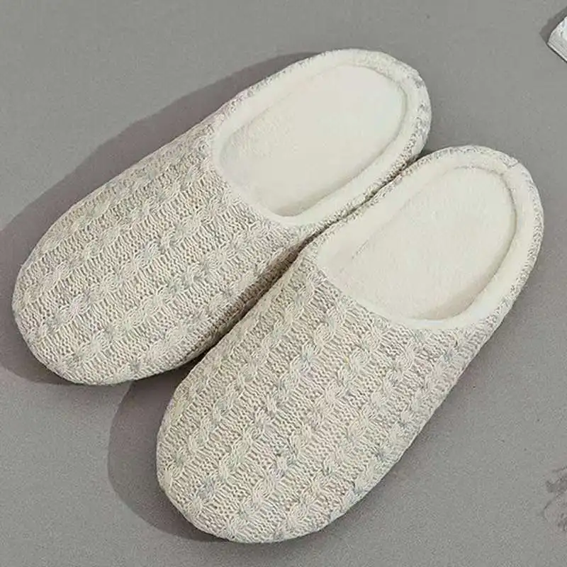 

Winter Slippers for Women Light Weight Warm Soft Womens Memory Foam Knit Slippers Wear-resistant Non Slip Home Shoes Size 44-45