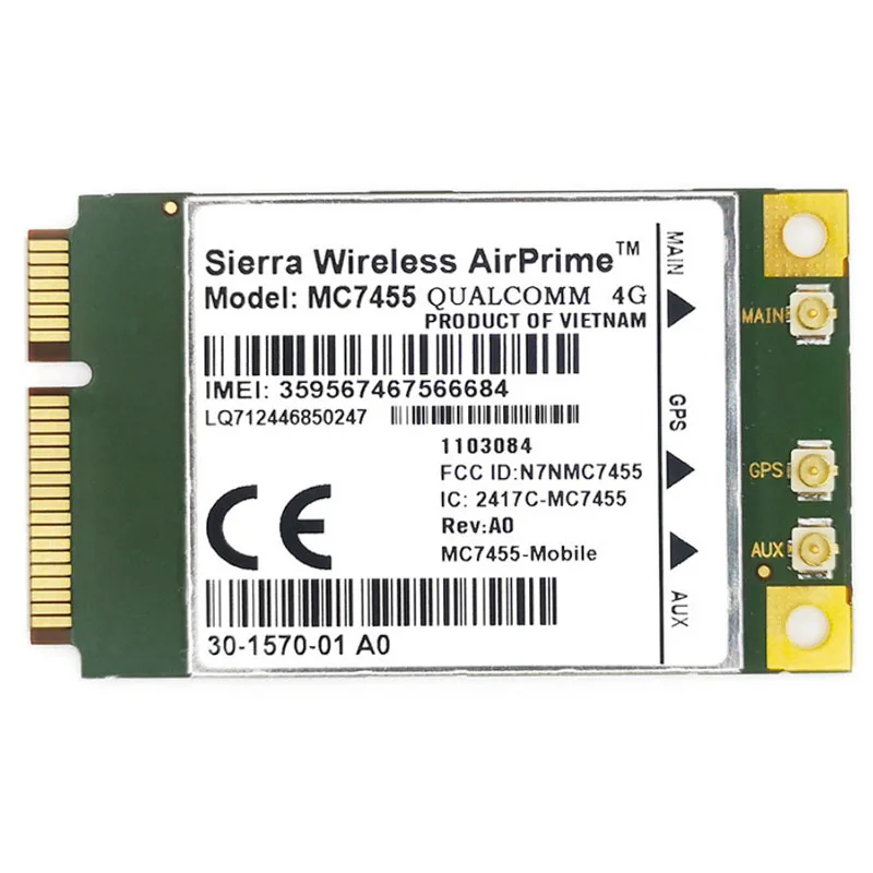 Sierra Wireless AirPrime MC7455 MINI PCIe FDD / TDD LTE 4G модуль CAT6 DC-HSPA + GNSS WWAN карта USB 3 0 MBIM интерфейс |