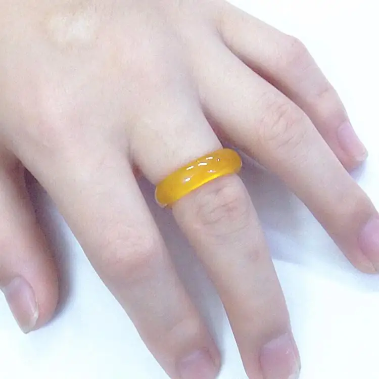 

30pcs yellow chalcedony jewelry ring 6mm Rings For Women Smooth Rings Elegant Top Quality Engagement Jewelry Gift
