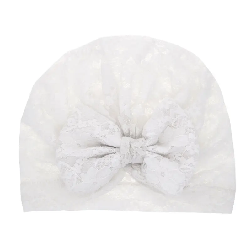 

Newborn Baby Children Soft Lace Bows Knot Caps Solid Color Bowknot Hats For Kids Party Hair Accessories