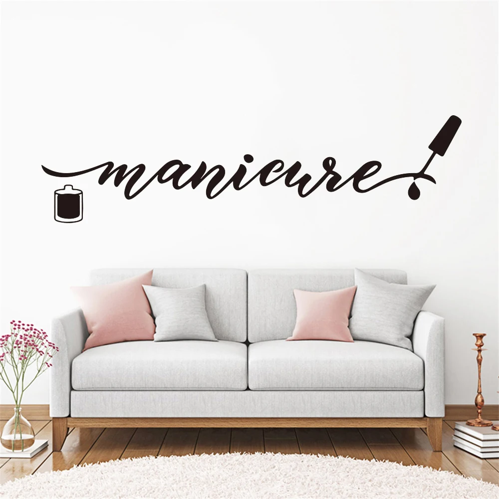 

Large Nail Salon Manicure Logo Polish Wall Stickers Vinyl Manicure Word Pedicure Polish Beauty Studio Decals Decor Murals HJ0316