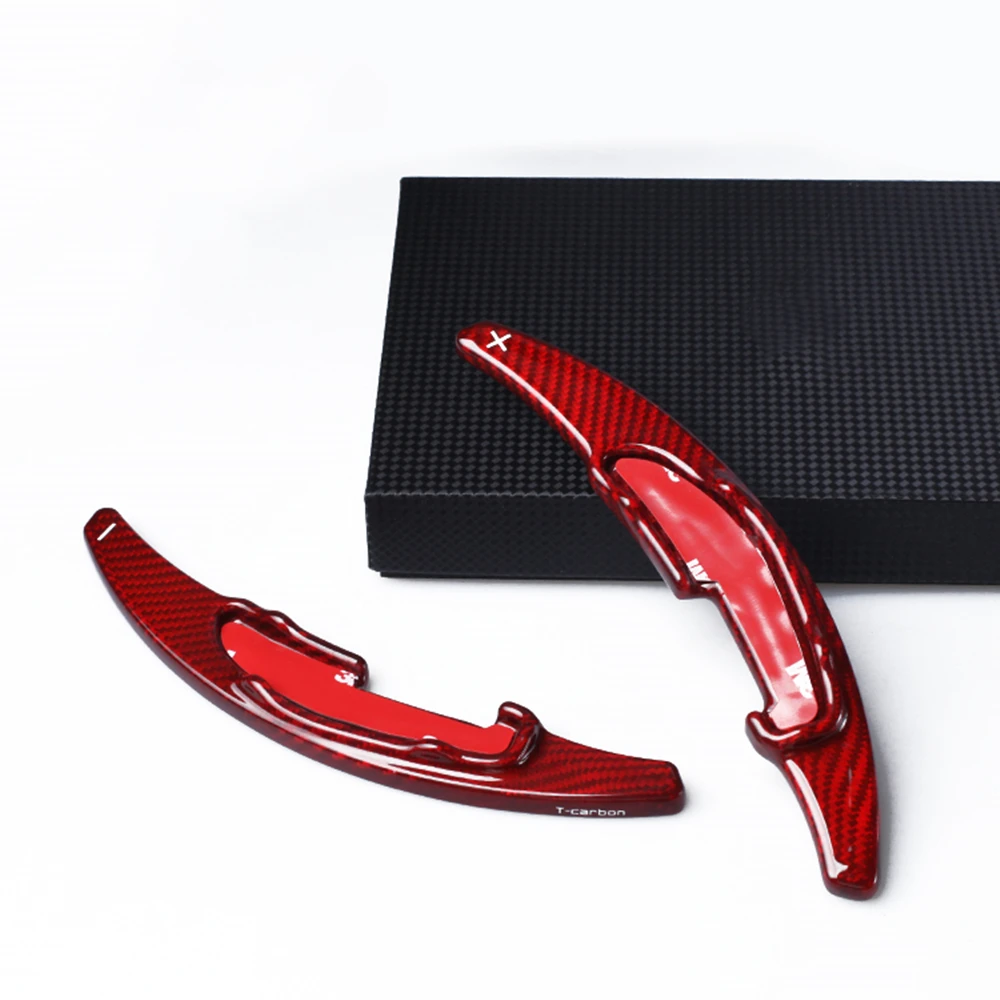 

2pcs Carbon Fiber Car Gear Steering Wheel Shift Paddle Extension Red/Black Pad Cover For BMW M Series M2 M3 M4 M5 M6 2014-2018