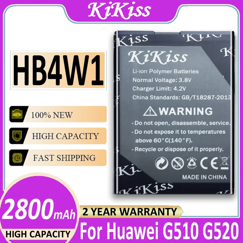 

Original KiKiss Battery HB4W1 HB4W1H 2800mAh For Huawei G510 T8951 U8951d Y210c C8951 C8813 C8813D Y210 Y210C G520 Bateria