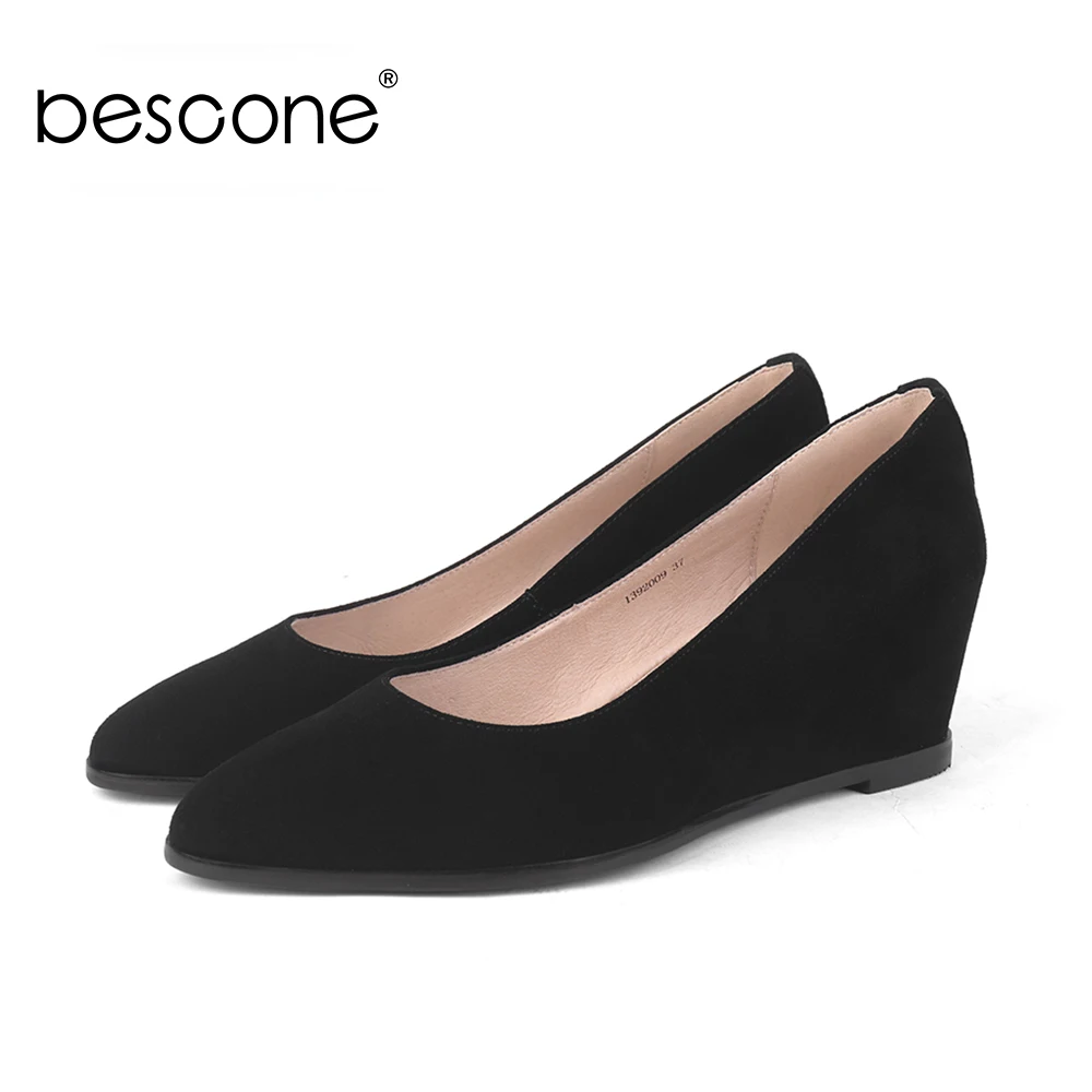 Женские туфли лодочки ручной работы BESCONE Повседневные Удобные с круглым носком