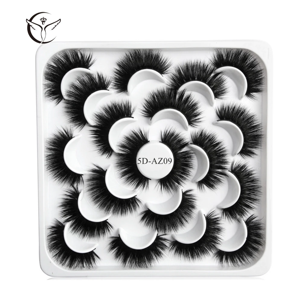 5D-AZ09 Mink eyelashes 3d mink hair eyelashes10 pairs long makeup 3d faux nature fake lashes extension false eyelashes Wholesale(10P - Цвет: 5D-AZ09
