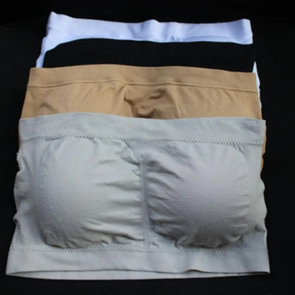 

Anti-Glare Large Double Layer Base Tube Top Underwear One-Word Bra Fat Women Bust With Chest Pad No Steel Ring Wrap Chest