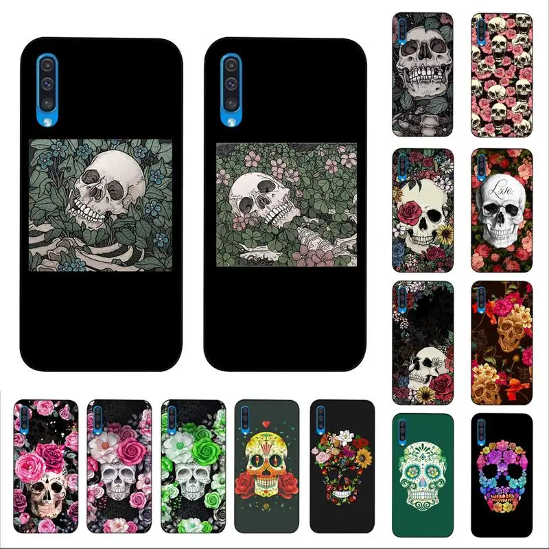 

FHNBLJ Retro Style Flower Skull Phone Case for Samsung A51 01 50 71 21S 70 10 31 40 30 20E 11 A7 2018