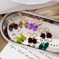 u magical summer multicolor imitation grapes fruit hoop earring for women multiple gold metal earring jewelry chic accessories